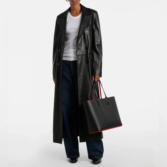CHRISTIAN LOUBOUTIN Cabata Calfskin Leather Tote With Removable Pouch - Picture 13 of 16